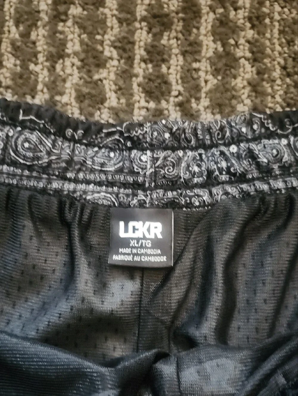 Men's Black Bandana-Print Athletic Shorts